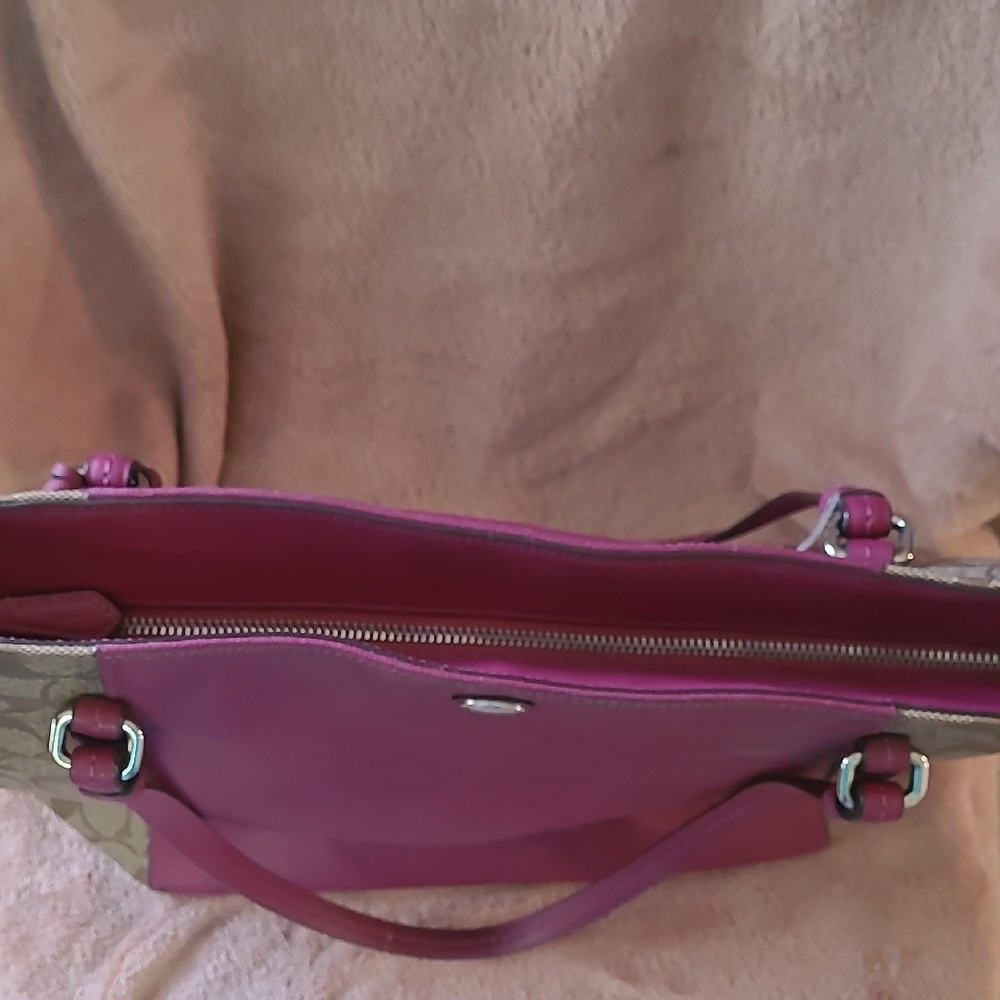 Coach Maroon and Brown Women's Tote Bag - Picture 3 of 5